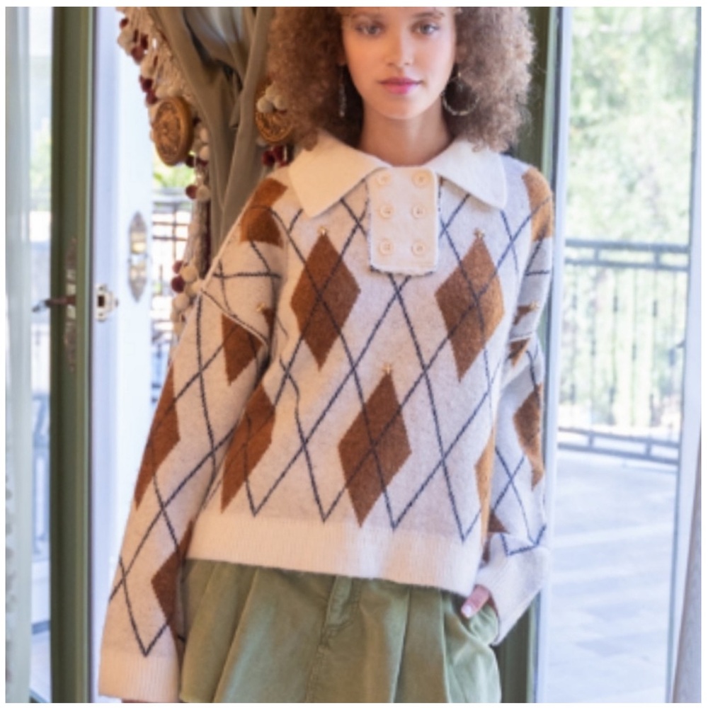 💝Boutique~POL Argyle Sweater - Picture 6 of 6